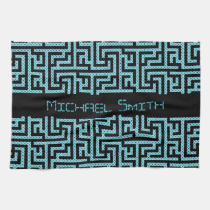 Blue & Black Labyrinth Tea Towel