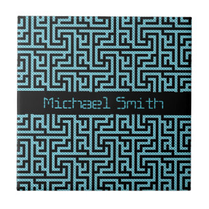 Blue & Black Labyrinth Tile