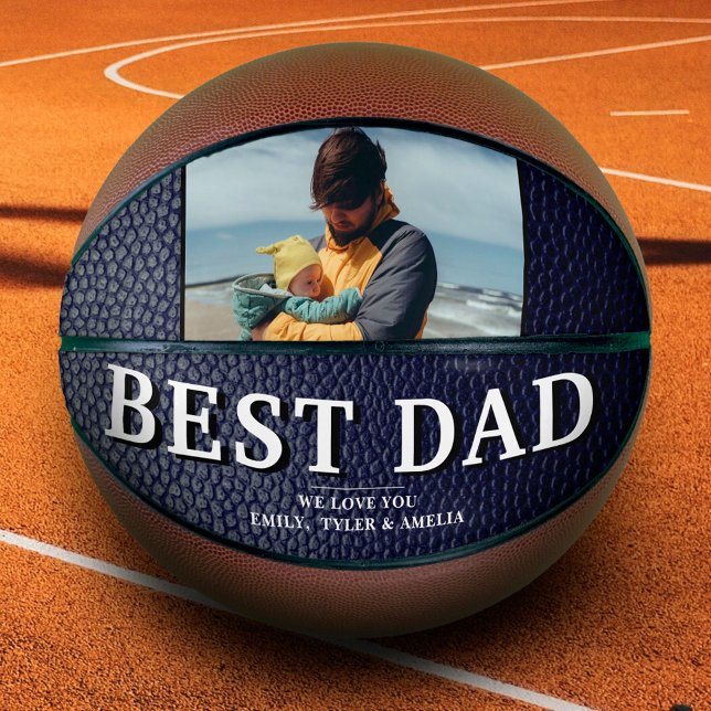 Blue Black Leather Best Dad Father`s Day Photo  Basketball (Creator Uploaded)