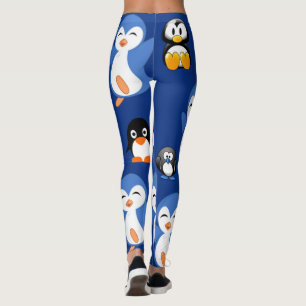 blue black leggings penguin long
