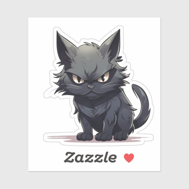  "Blue-black Long-Haired Cat Cartoon Zazzle Heart  (Sheet)