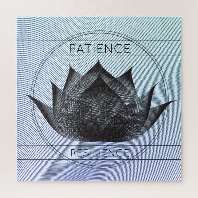 Blue Black Lotus Patience Resilience Floral Symbol Jigsaw Puzzle (Vertical)