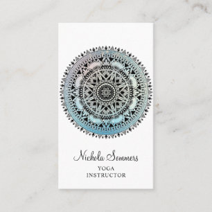 Blue Black Mandala Yoga Instructor Business Card