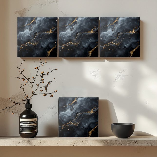 Blue-Black Marble Gold Glitter ID1172b Tile (Creator Uploaded)