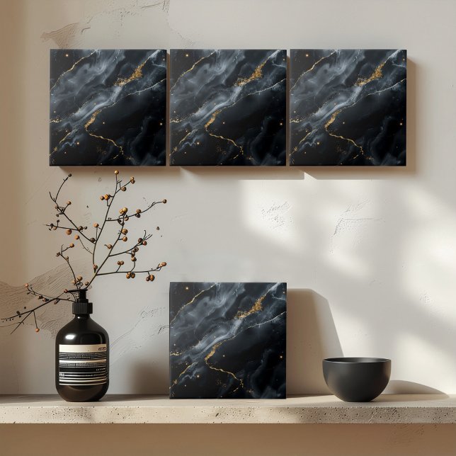 Blue-Black Marble Gold Glitter ID1172c Tile (Creator Uploaded)
