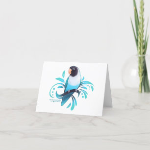 Blue Black Masked Lovebird Holiday Card