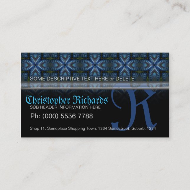 Blue+Black Mediaeval Tapestry Gothic Business Card (Front)