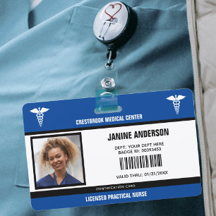 Blue & Black Medical Employee Doctor LPN Nurse ID Badge