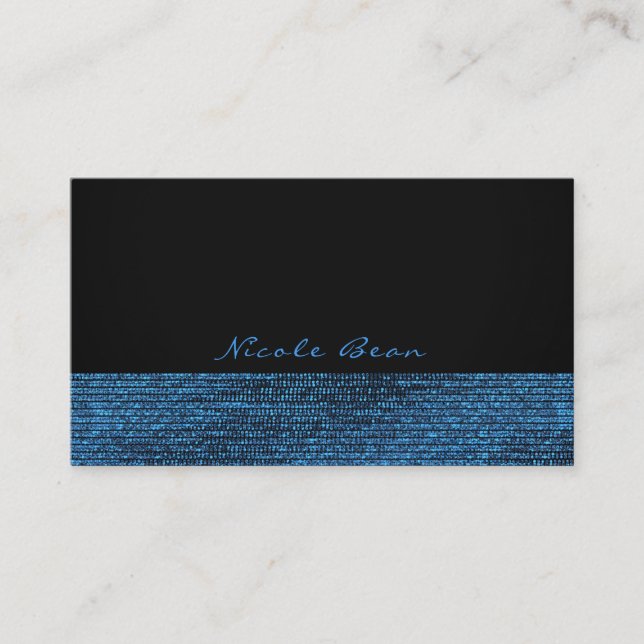 Blue & Black Modern Glam Sequins Elegant Chic Business Card (Front)