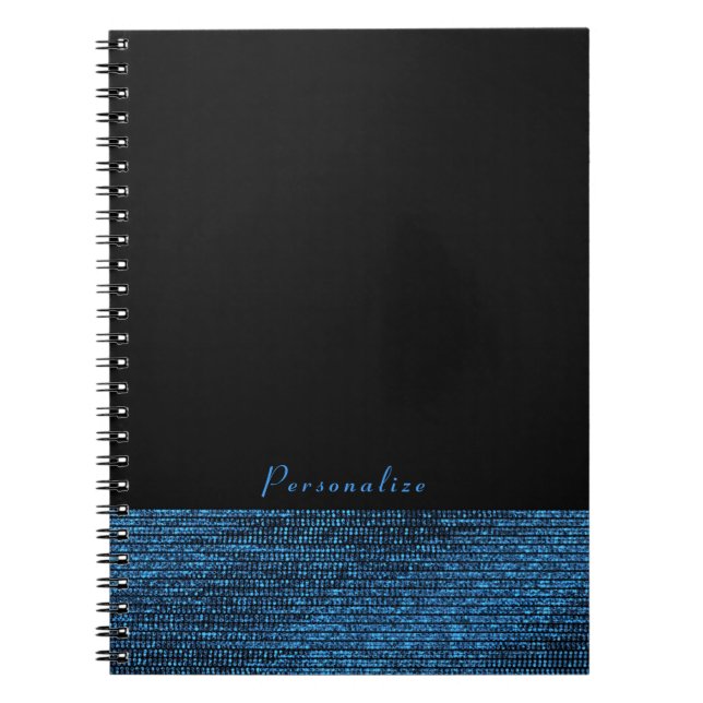 Blue & Black Modern Glam Sequins Elegant Chic Notebook (Front)