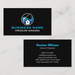 Blue Black Modern Pressure Washing Cleaning Business Card