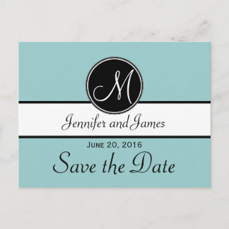 Blue Black Modern Save the Date Postcards