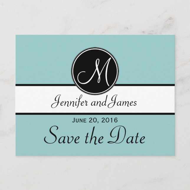 Blue Black Modern Save the Date Postcards (Front)