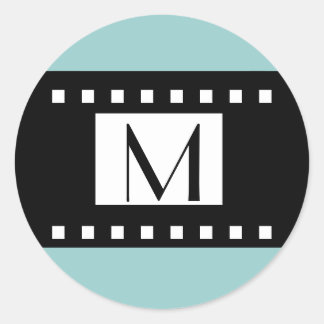 Blue Black Monogram Initial Wedding Label