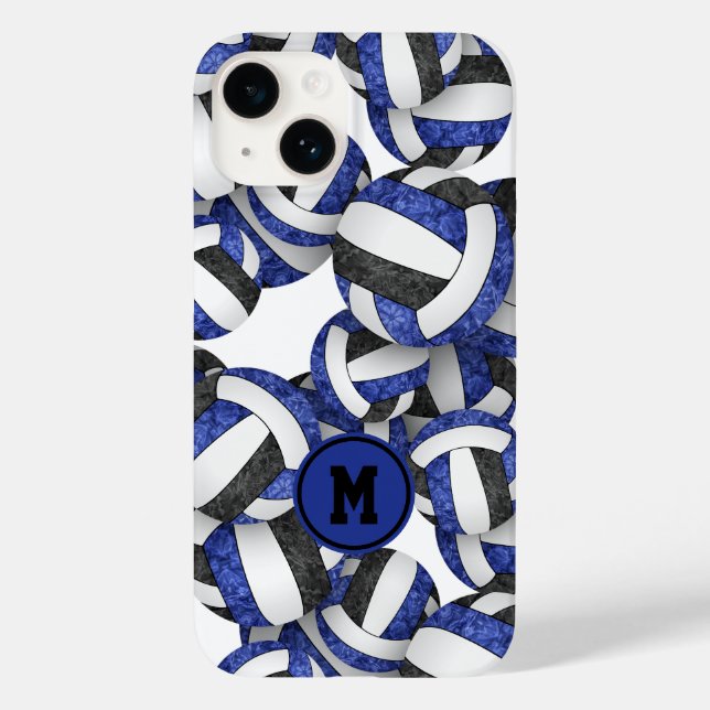 Blue black monogrammed girls volleyball Case-Mate iPhone case (Back)