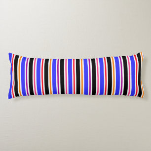 Blue Black Multi-coloured Colours Stripes Body Cushion