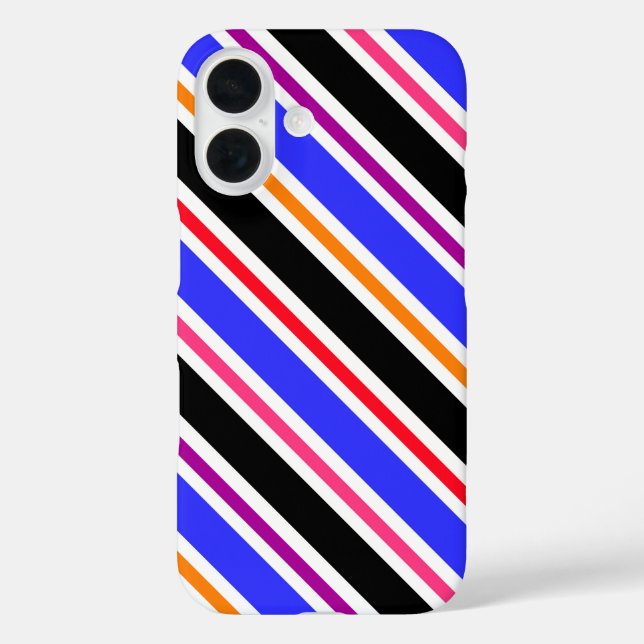 Blue Black Multi-coloured Colours Stripes Case-Mate iPhone Case (Back)