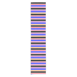 Blue Black Multi-coloured Colours Stripes Short Table Runner