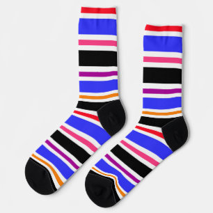 Blue Black Multi-coloured Colours Stripes Socks