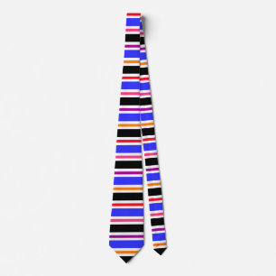 Blue Black Multi-coloured Colours Stripes Tie