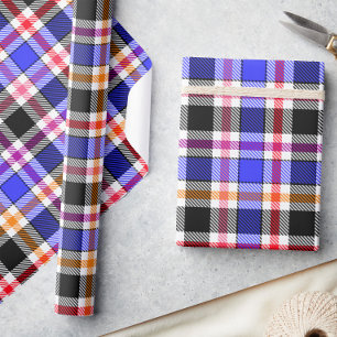 Blue Black Multicolour Flannel Plaid Tartan Wrapping Paper