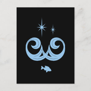 Blue, Black Ocean and Stars Design Postcard