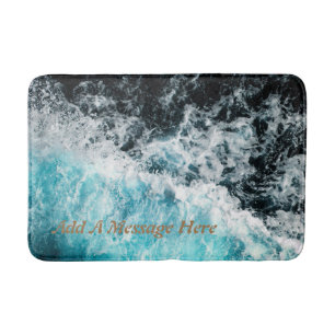 Blue Black Ocean Waves Hawaii Customisable Bath Mat