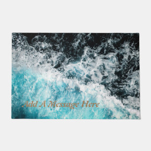 Blue Black Ocean Waves Hawaii Customisable Canvas  Doormat