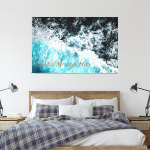 Blue Black Ocean Waves Hawaii Customisable Canvas Print