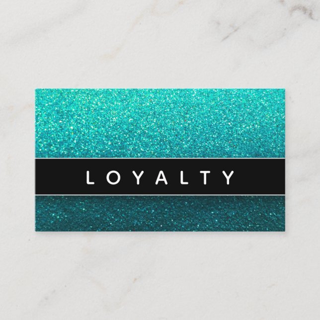Blue Black Ombre Glitter MUA Nail Salon Hair Style Appointment Card (Front)