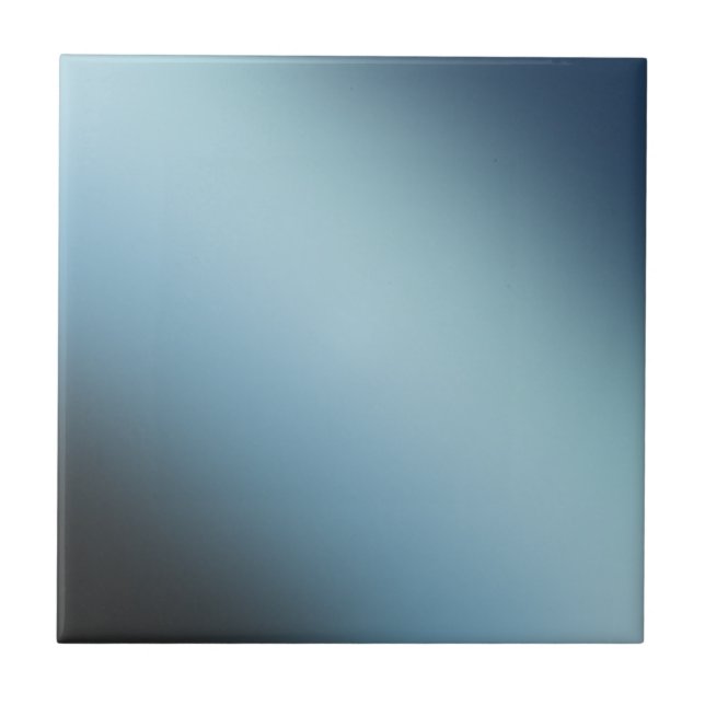 Blue Black Ombre Gradient Blur Abstract Design Tile (Front)