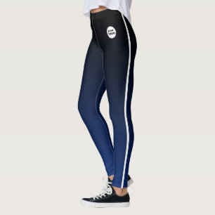 Blue Black Ombre Gradient Custom Business Logo  Leggings