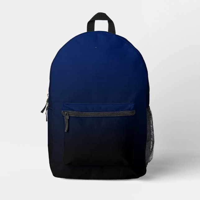 Blue Black Ombre Gradient Printed Backpack (Front)