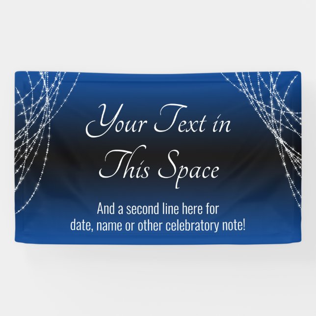 Blue Black Ombre Light Strings Add Your Own Text Banner (Horizontal)