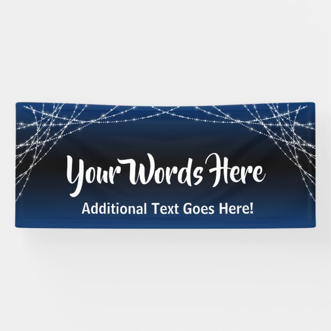 Blue Black Ombre Light Strings Add Your Own Text Banner (Horizontal)