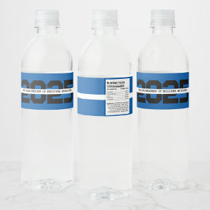 Blue & Black Personalised Graduation Water Bottle Label
