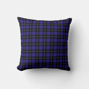 Blue Black Plaid Cushion