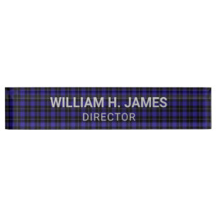 Blue Black Plaid Nameplate