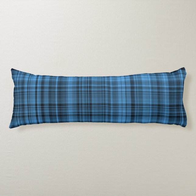 Blue Black Plaid Pattern Body Cushion (Front)