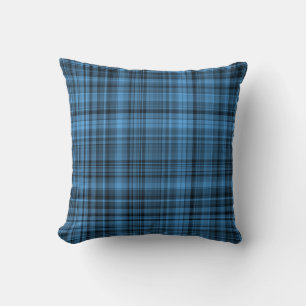 Blue Black Plaid Pattern Cushion