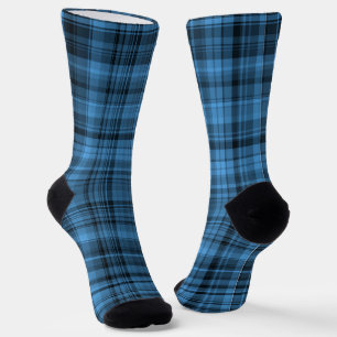 Blue Black Plaid Pattern Socks