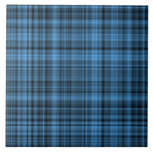 Blue Black Plaid Pattern Tile