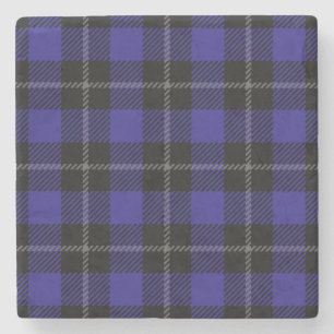 Blue Black Plaid Stone Coaster