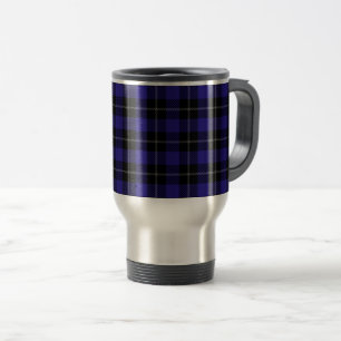 Blue Black Plaid Travel Mug