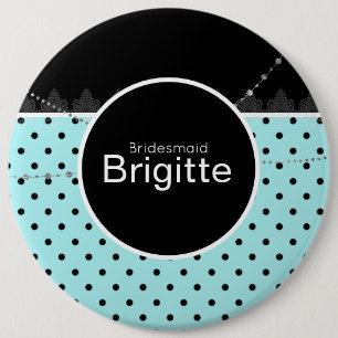 Blue & black polka dot button