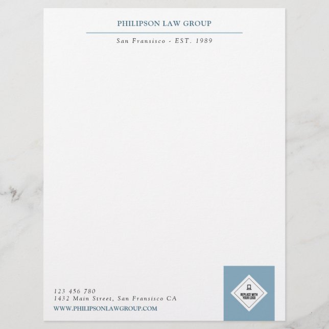 Blue & Black Professional Add Your Logo Custom Letterhead (Front)