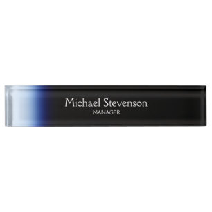 Blue Black Professional Modern Desk Nameplate