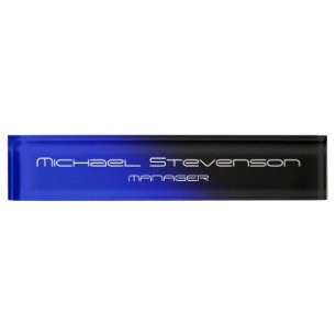 Blue Black Professional Modern Desk Nameplate