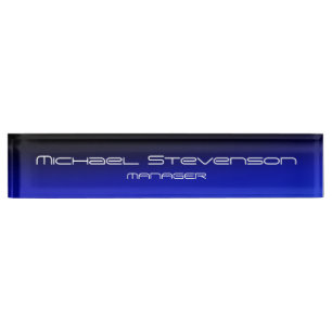 Blue Black Professional Modern Desk Nameplate