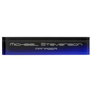 Blue Black Professional Modern Desk Nameplate
